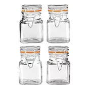 《Premier》扣式玻璃密封罐4入(橘90ml) | 保鮮罐 咖啡罐 收納罐 零食罐 儲物罐