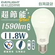 【EVERLIGHT億光Plus+】高亮度8.8W超節能LED燈泡-黃光/白光(4入) 白光