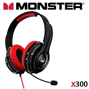 魔聲MONSTER Knight X300 頭戴式電競耳機 遊戲愛好者專屬 公司貨保固一年 黑紅色