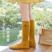 兒童麻花蝴蝶結中筒襪 黃色