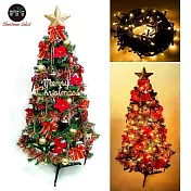 摩達客耶誕-幸福6尺/6呎(180cm)一般型裝飾綠聖誕樹  (+紅金色系配件)+100燈LED燈暖白光1串(附控制器跳機)(本島免運費)