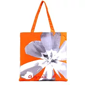 agnes b. 花朵印圖帆布手提袋- 橘