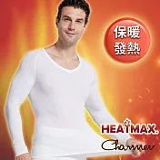 【Charmen】日本東麗HEATMAX保暖發熱挺背收腹長袖 男性塑身衣(兩色任選) -白色(XL)
