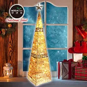 摩達客耶誕-90cm復古歐式聖誕裝飾四角樹塔(金色系)+LED30燈暖白光插電式燈串(附控制器)_中落地型_本島免運費