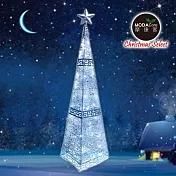 摩達客耶誕-180cm復古歐式聖誕裝飾四角樹塔(銀色系)+LED100燈白光插電式燈串(附控制器_中落地型_