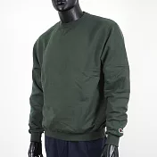 Champion [S600-33C] 男 長袖上衣 大學T 美規 高磅數 運動 休閒 內刷毛 保暖 舒適 穿搭 深綠 S 綠