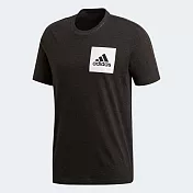Adidas ESS Box Logo Tee [BS4861] 男 圓領 短袖 運動 休閒 舒適 棉T 愛迪達 黑 M 黑/白
