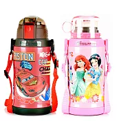 迪士尼不銹鋼雙蓋兒童水壺600ml 吸管水壺 保溫杯 保溫瓶 公主粉色