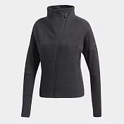 Adidas W HTR JKT [CZ2915] 女 外套 運動 訓練 休閒 保暖 防風 立領 合身 短版 黑灰 M 黑/灰