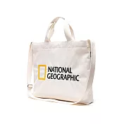 National Geographic 中性 RECYCLE EMBROIDERY CROSS BAG  環保側背包 象牙白 白