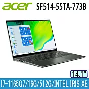 ACER SF514-55TA-773B 綠(i7-1165G7/16G/Intel Iris Xe/512G PCIe/W11/FHD/14)觸控窄邊框輕薄筆電
