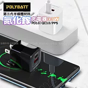 POLYBATT 氮化鎵Gan迷你款 33W 雙孔PD+QC 平板手機共用 快速充電器 白充電器