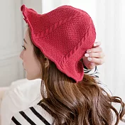 【Wonderland】韓版文藝休閒麻花針織漁夫帽 FREE 紅色