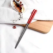 【KUAI ZHU】台箸六角不鏽鋼筷23cm-小籠包系列5雙 中國紅