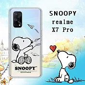 史努比/SNOOPY 正版授權 realme X7 Pro 5G 漸層彩繪空壓手機殼(紙飛機)