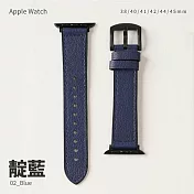 經典造型皮革拚矽膠錶帶 38/40/41mm Apple watch通用錶帶 靛藍