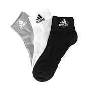 Adidas Cush Ank 3pp [DZ9364] 男 短筒襪 足弓支撐 全腳掌 加厚 黑灰白 3雙入 M 黑/白