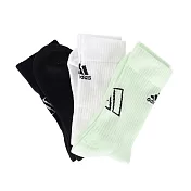 Adidas Bask8ball 3pp S [GK0026] 男 中筒襪 緩震 足弓支撐 白 黑 淺綠 3雙入 M 黑/綠