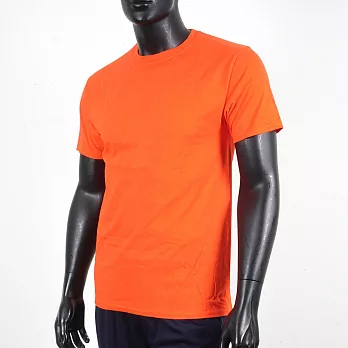 Champion [T425-37C] 男 短袖上衣 T恤 美規 高磅數 純棉 舒適 休閒 圓領 純色 穿搭 橘 S 橘