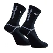 Mizuno Socks [32TX100791] 男 中筒襪 運動 厚底 排球 羽球 吸濕排汗 25-27cm 黑白 FREE 黑/白