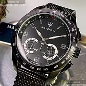 MASERATI瑪莎拉蒂精品錶,編號：R8873612031,46mm圓形黑精鋼錶殼黑色錶盤米蘭深黑色錶帶