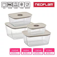 NEOFLAM FIKA GLASS系列玻璃保鮮盒4件組(S+M+L+XL)