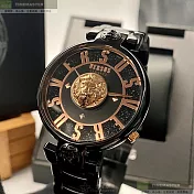 VERSUS VERSACE凡賽斯精品錶,編號：VV00070,40mm圓形黑精鋼錶殼黑色錶盤精鋼深黑色錶帶