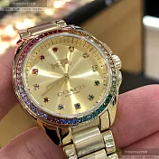 COACH蔻馳精品錶,編號：CH00064,32mm圓形金色精鋼錶殼金色錶盤精鋼金色錶帶