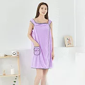 CS22 軟軟毛珊瑚絨加厚浴裙魔術浴巾4色(卡其色/紫色/櫻花粉/枚紅色)-2入 紫色