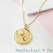 Wanderlust+Co 澳洲品牌 轉動無限可能 日月星辰圓形項鍊 金色X大象灰 Spinning Sun Taupe