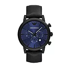 EMPORIO ARMANI 品味人生計時腕錶-黑x藍