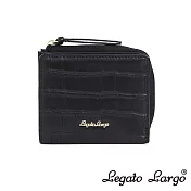 Legato Largo Lusso 輕奢時尚感鱷魚紋 短夾- 黑色