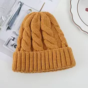 【Amoscova】秋冬新款 純色毛帽 毛線帽 毛帽 針織帽 保暖帽 韓版潮流 針織帽 情侶帽(基本款毛帽) 黃色