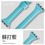 典雅復古窄版皮革錶帶 Apple watch通用錶帶 38/40/41mm蘇打藍