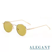 【ALEGANT】歐美度假風珊瑚黃圓框造型墨鏡/UV400太陽眼鏡
