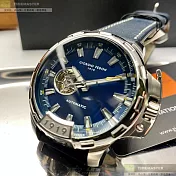 Giorgio Fedon 1919喬治飛登精品錶,編號：GF00049,46mm圓形銀精鋼錶殼寶藍色錶盤真皮皮革寶藍錶帶