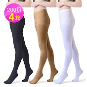 Grace 台灣製 韻律褲襪 200丹超彈性(4雙) 白色x4雙