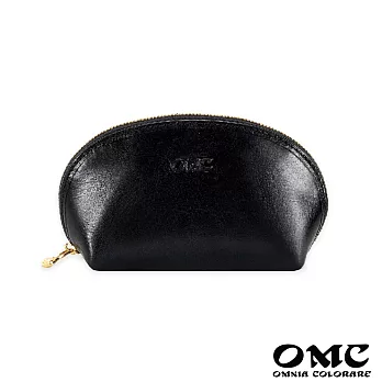 【OMC】義大利植鞣革貝殼造型零錢包- 黑色