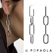 PD PAOLA 西班牙時尚潮牌 復古幾何鎖扣耳環 可拆式多層次配戴 MUZE 銀色