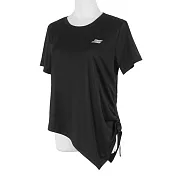 Skechers [P321W015-0018] 女 短袖 上衣 快乾 排汗 透氣 圓領 運動 下擺剪裁 側抽繩 黑 M 黑