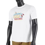Skechers [L221U041-0019] 男女 短袖 上衣 T恤 圓領 趣味LOGO 夏日 舒適 穿搭 白 L 白