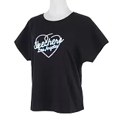 Skechers [L221W005-0018] 女 短袖 上衣 T恤 舒適 透氣 運動 休閒 黑 L 黑