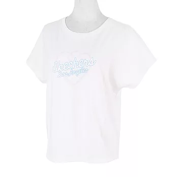 Skechers [L221W005-0019] 女 短袖 上衣 T恤 舒適 透氣 運動 休閒 白 L 白