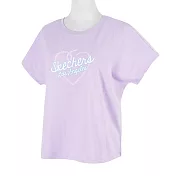 Skechers [L221W005-00KC] 女 短袖 上衣 T恤 舒適 透氣 運動 休閒 粉 L 粉紅