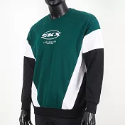 Skechers [L321M146-00XW] 男 長袖 上衣 衛衣 寬鬆 運動 休閒 棉質 舒適 穿搭 綠黑 S 綠/黑