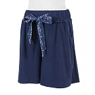Skechers [L221W181-007D] 女 短褲 運動 休閒 舒適 棉質 復古腰帶 輕薄 藍 S 藍