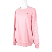 Skechers Logo Crew [L420W057-001T] 女 長袖 上衣 刷毛 保暖 束口 粉紅 L 粉紅/白