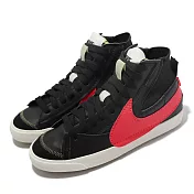 Nike 休閒鞋 Blazer Mid 77 Jumbo 男鞋 皮革拼接 大logo 彈性鞋跟 穿搭 黑 紅 DD3111001 26cm BLACK/RED