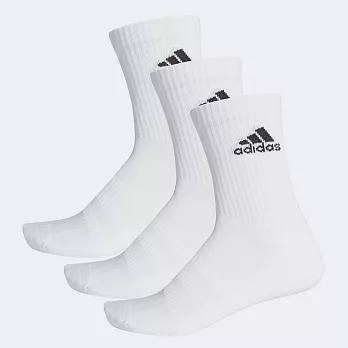 Adidas Cush Crw 3pp [DZ9356] 男女 中筒襪 運動襪 加厚底 休閒透氣 訓練 白 3雙入 M 白/黑