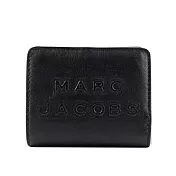 MARC  JACOBS Logo 牛皮拉鍊零錢袋暗釦短夾 (黑色)
